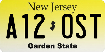 NJ license plate A12OST