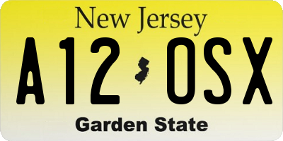 NJ license plate A12OSX