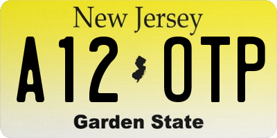 NJ license plate A12OTP
