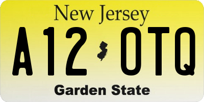NJ license plate A12OTQ