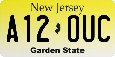 NJ license plate A12OUC