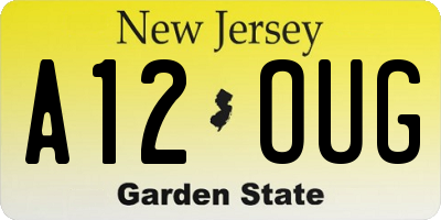 NJ license plate A12OUG