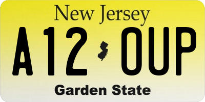 NJ license plate A12OUP