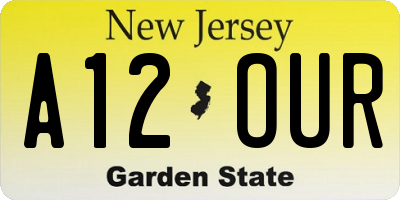 NJ license plate A12OUR