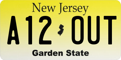 NJ license plate A12OUT