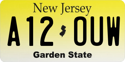 NJ license plate A12OUW