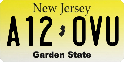 NJ license plate A12OVU