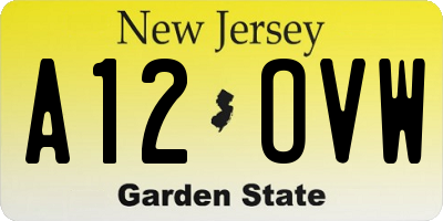 NJ license plate A12OVW