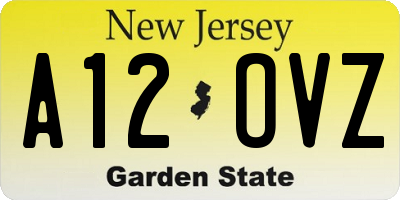 NJ license plate A12OVZ