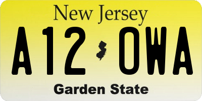 NJ license plate A12OWA