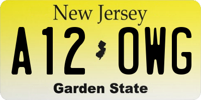 NJ license plate A12OWG