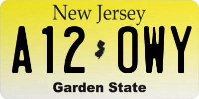 NJ license plate A12OWY