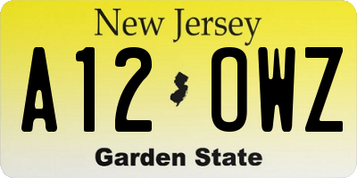NJ license plate A12OWZ