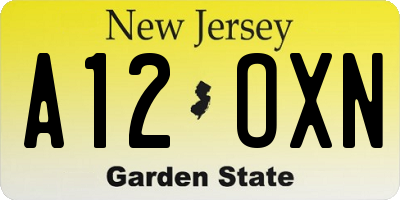 NJ license plate A12OXN