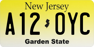 NJ license plate A12OYC