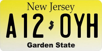 NJ license plate A12OYH