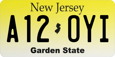 NJ license plate A12OYI