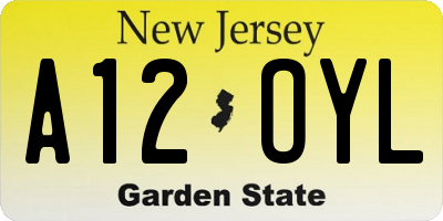NJ license plate A12OYL