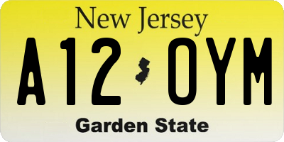 NJ license plate A12OYM