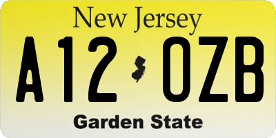 NJ license plate A12OZB
