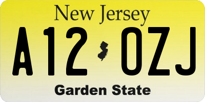 NJ license plate A12OZJ
