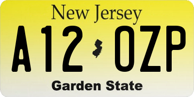 NJ license plate A12OZP