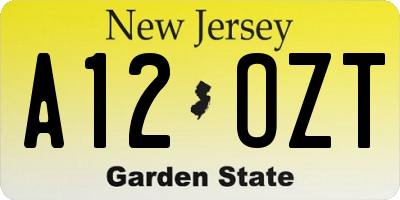 NJ license plate A12OZT