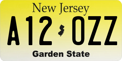 NJ license plate A12OZZ