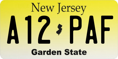 NJ license plate A12PAF