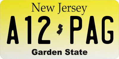 NJ license plate A12PAG