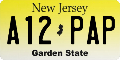 NJ license plate A12PAP