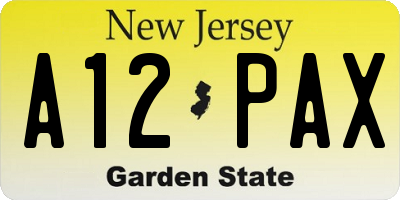 NJ license plate A12PAX