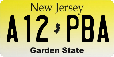 NJ license plate A12PBA
