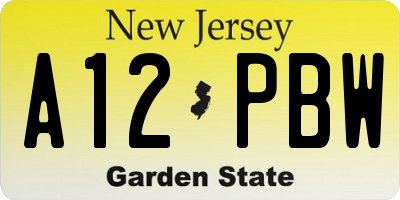 NJ license plate A12PBW