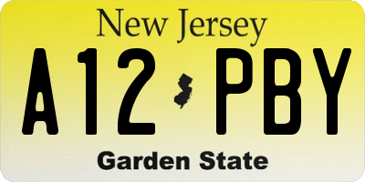 NJ license plate A12PBY