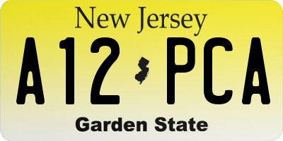 NJ license plate A12PCA
