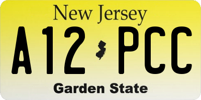 NJ license plate A12PCC