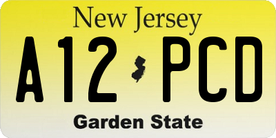 NJ license plate A12PCD