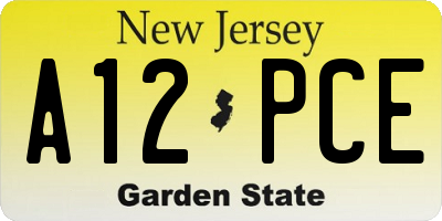 NJ license plate A12PCE