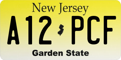 NJ license plate A12PCF