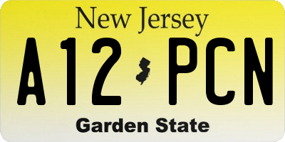 NJ license plate A12PCN