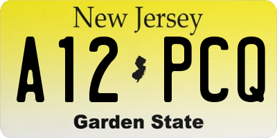 NJ license plate A12PCQ