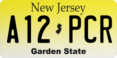 NJ license plate A12PCR