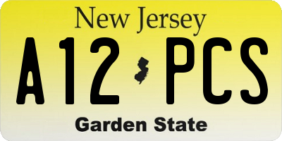 NJ license plate A12PCS