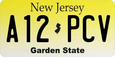 NJ license plate A12PCV