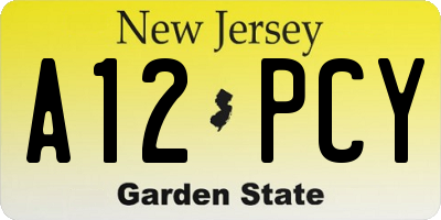 NJ license plate A12PCY