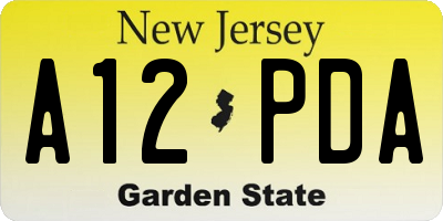 NJ license plate A12PDA