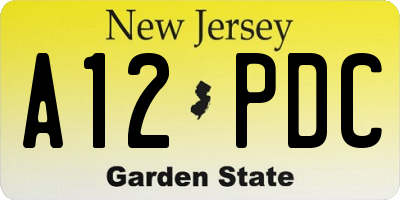 NJ license plate A12PDC