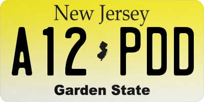 NJ license plate A12PDD