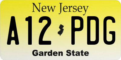 NJ license plate A12PDG
